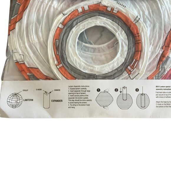 Star Wars Force Awakens Paper Lanterns 4-Piece Set BB-8 & Characters with String - Picture 5 of 6